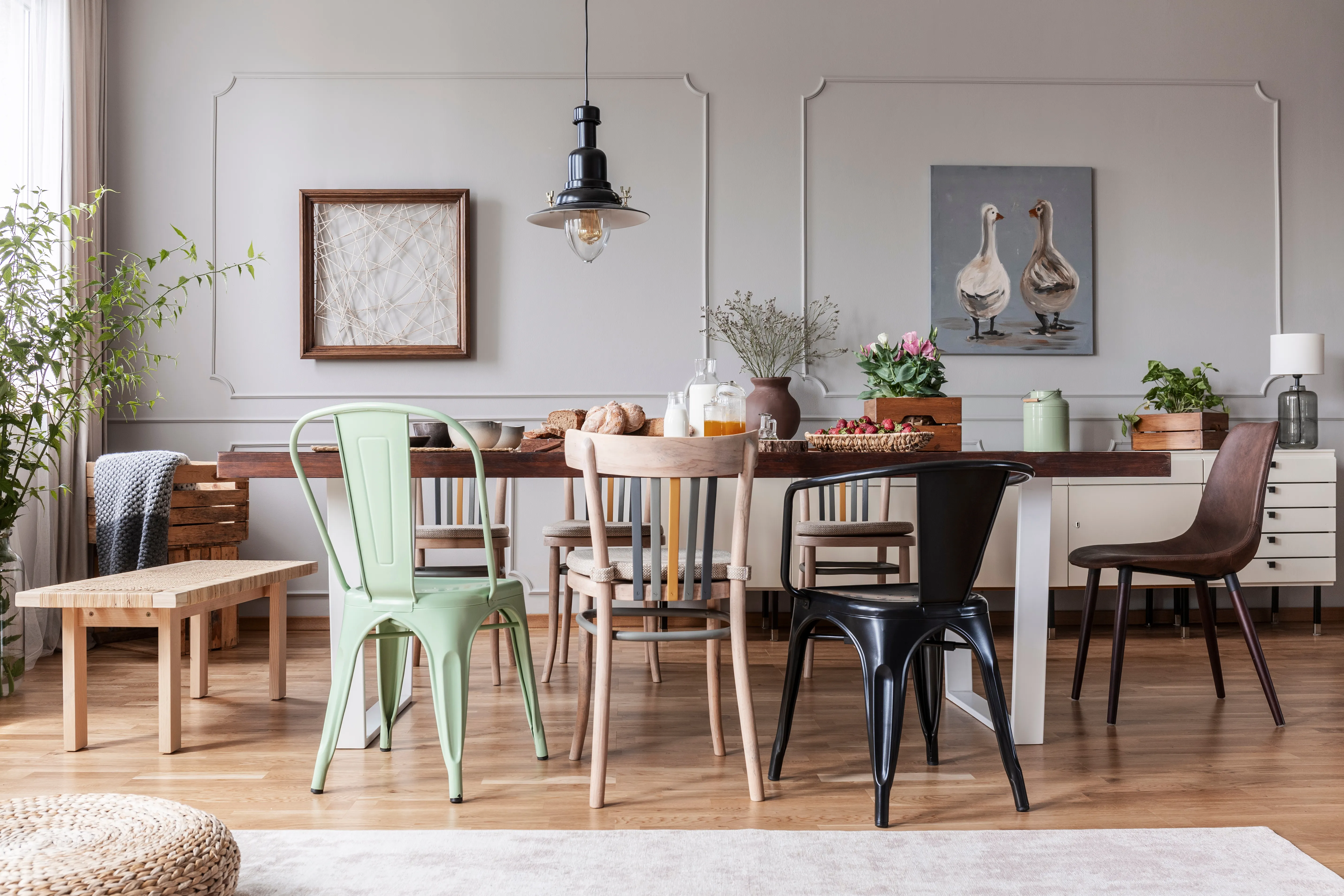 Modern chair arrangement in stylish interior
